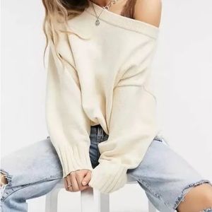 Free People Street Fair Ivory oversized sweater